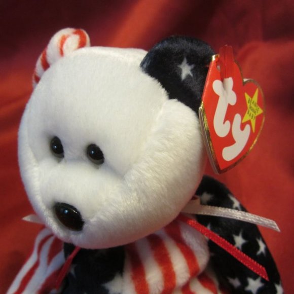VTG TY ORIGINAL BEANIE BABY "SPANGLE" BEAR WHITE FACE, W/ERRORS - Picture 3 of 9